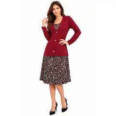 MAGENTA WOMAN - Vestido 21 Lanilla con Tapado Burdeos