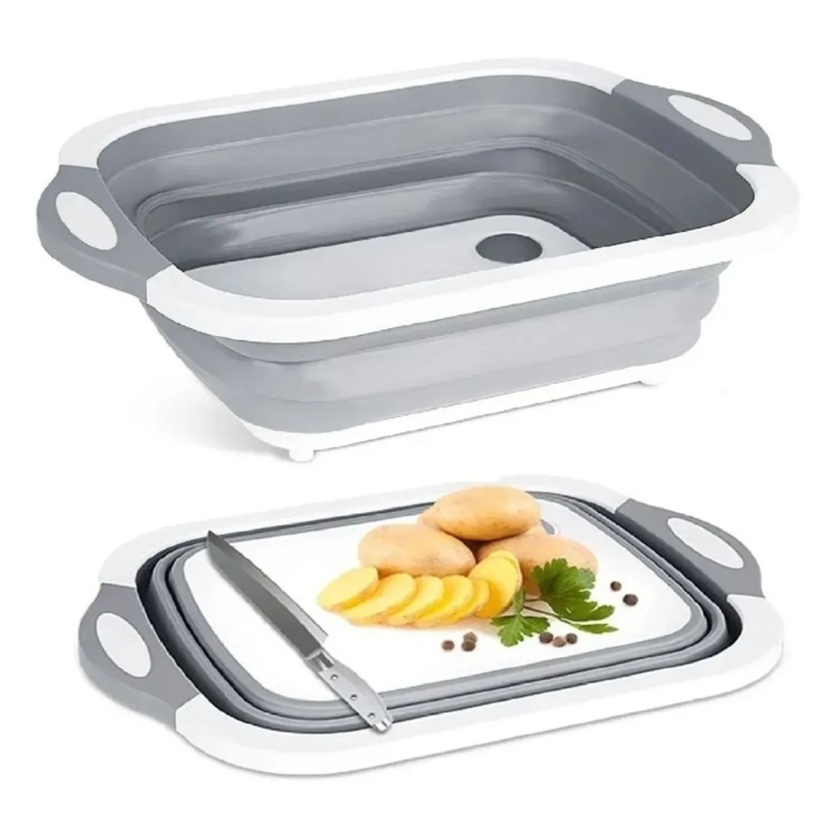 GENERICO - Tabla De Picar Cortar 3 En 1 De Silicona Plegable Drenaje Cocina Tabla Plegable