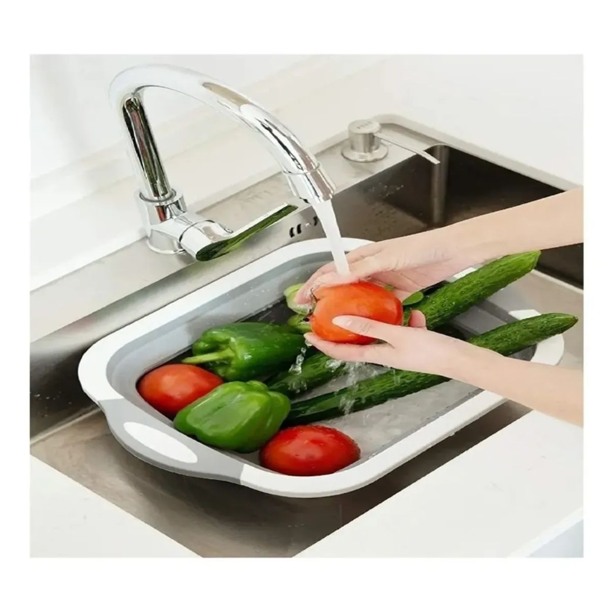 GENERICO - Tabla De Picar Cortar 3 En 1 De Silicona Plegable Drenaje Cocina Tabla Plegable