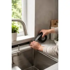 GENERICO - Cinta adhesiva impermeable gaffer selladora fugas cocina baño pvc autoadhesiva resistente Negro