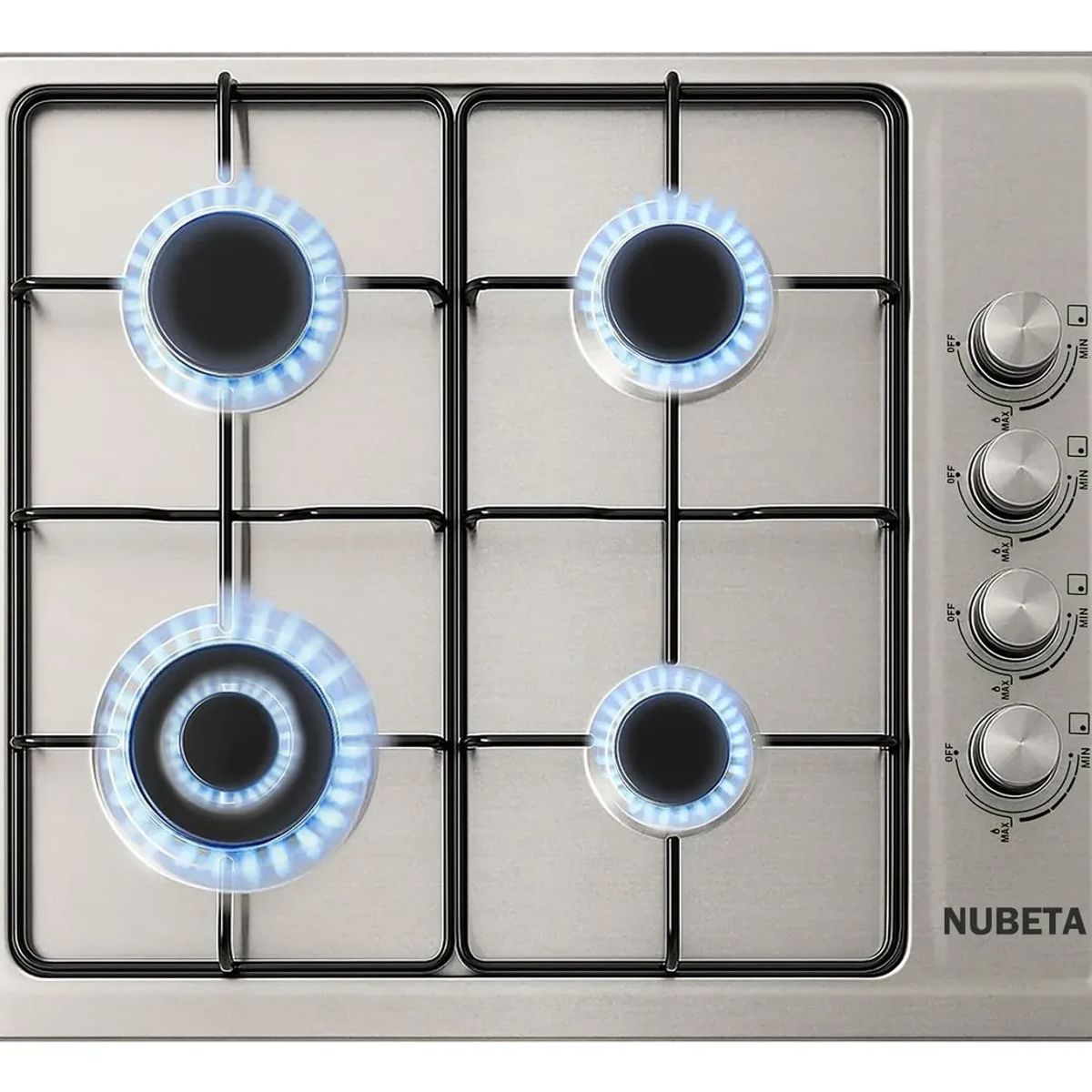 EVERSO - Encimera A Gas 4 Platos Cocina Acero Inoxidable Empotrable