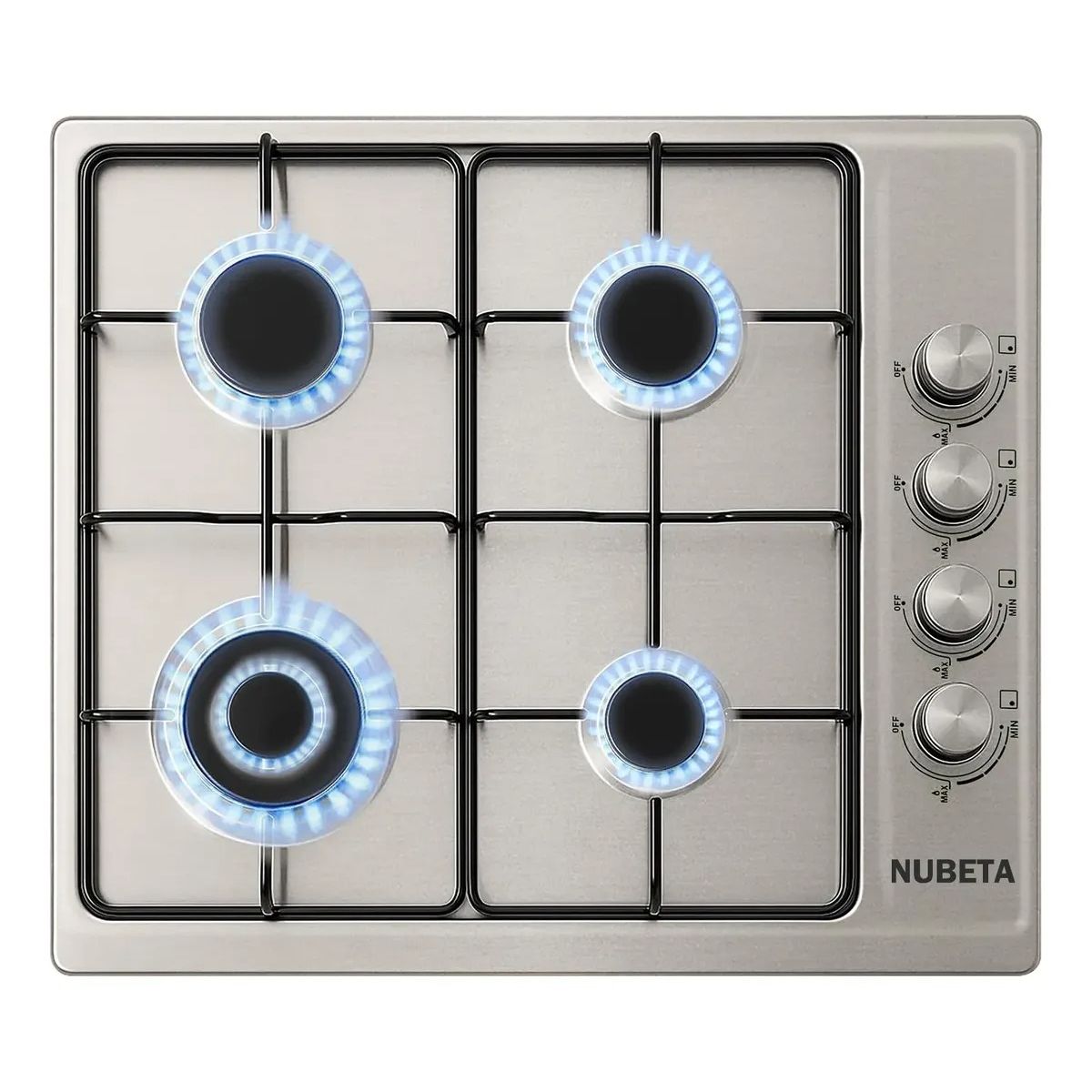 EVERSO - Encimera A Gas 4 Platos Cocina Acero Inoxidable Empotrable
