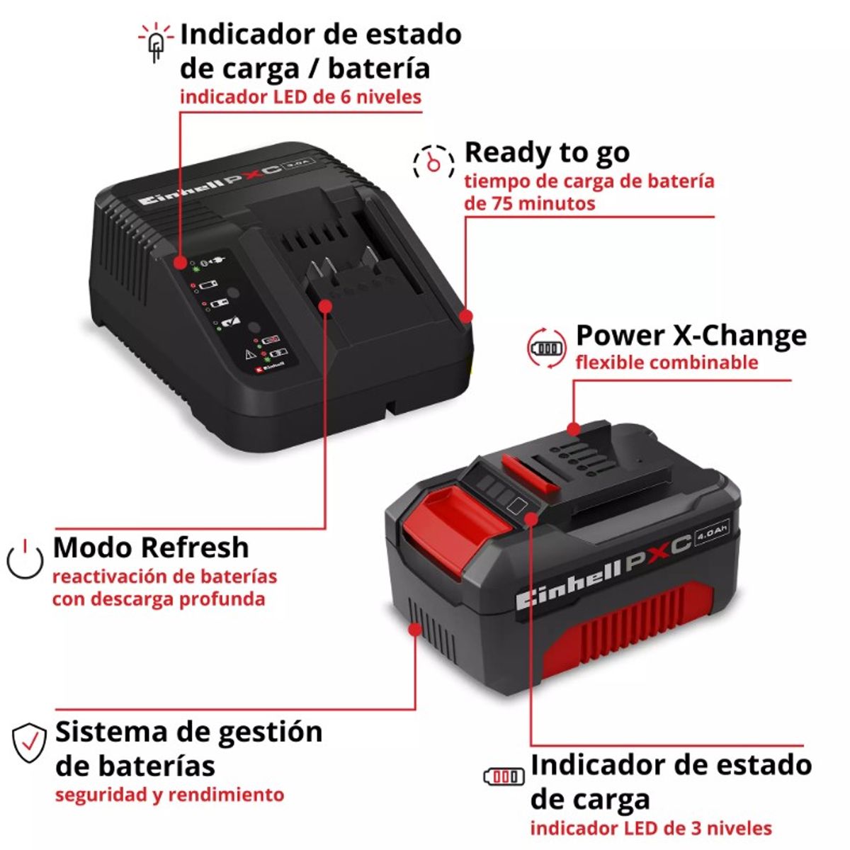 BATERIA 4.0 AH + CARGADOR 18 V EINHELL, marca EINHELL - Foto 2