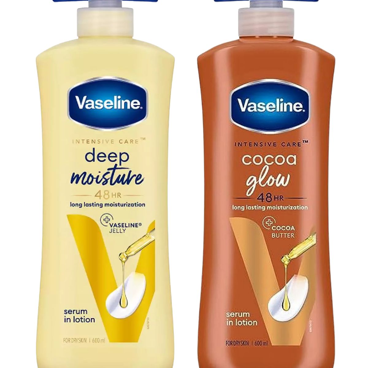 VASELINE - Vaseline Pack Intensive Care Cremas Corporales: Cocoa Glow 600 ml + Deep Moisture 600 ml