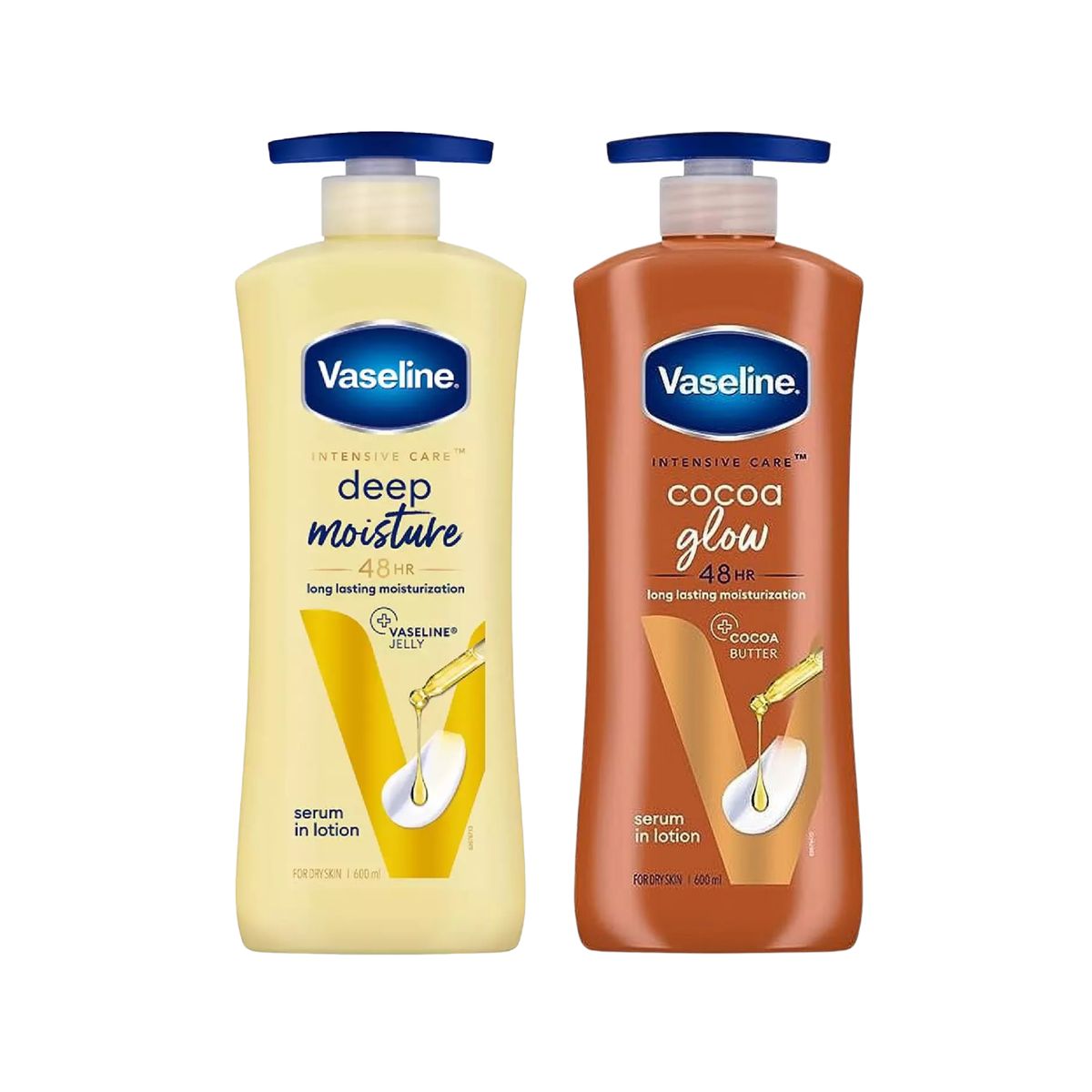 VASELINE - Vaseline Pack Intensive Care Cremas Corporales: Cocoa Glow 600 ml + Deep Moisture 600 ml