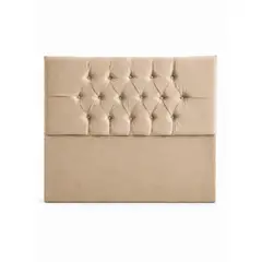 GENERICO - Respaldo De Cama 2 Plazas Beige En Lino Capitone