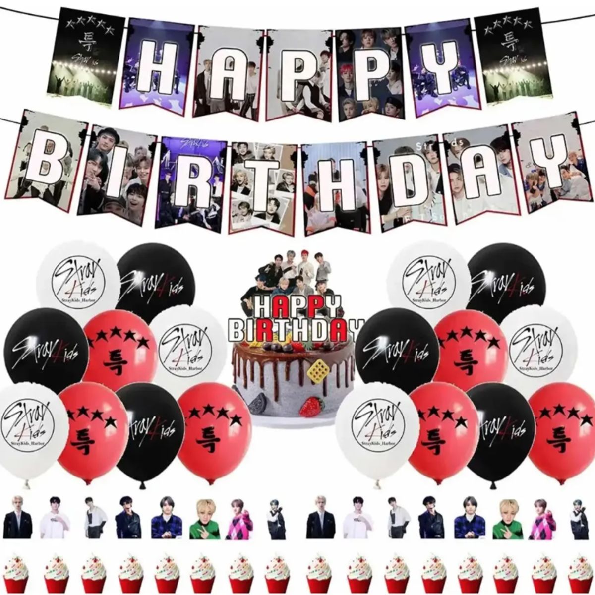 GENERICO - Kit Cumpleaños Diseño Stray Kids K-pop Decoración
