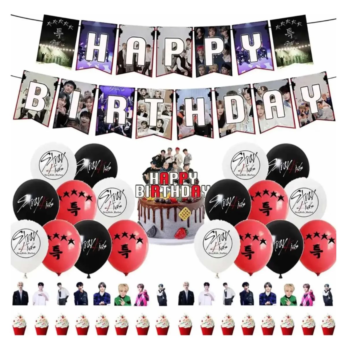 GENERICO - Kit Cumpleaños Diseño Stray Kids K-pop Decoración