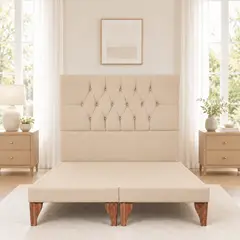 GENERICO - Cama 2 Plazas Modelo Capitone Beige