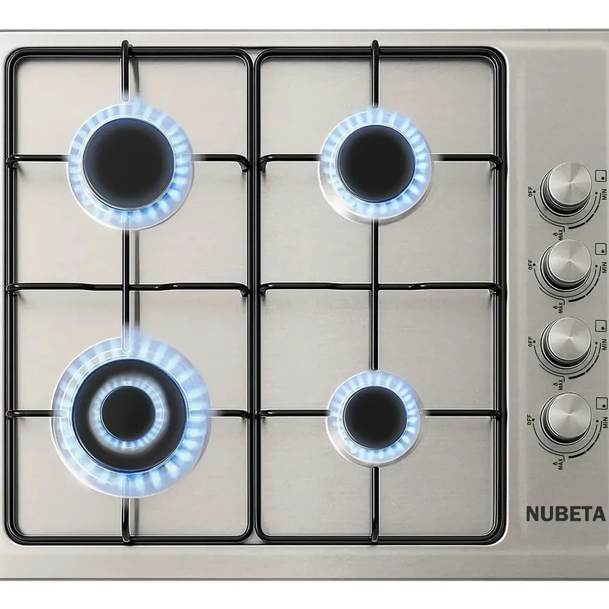 EVERSO - Encimera A Gas 4 Platos Cocina Acero Inoxidable Empotrable