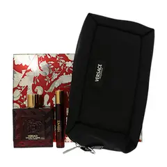 VERSACE - Perfume Hombre Eros Flame 3Pc 100 ml Edp , 10Ml Edp Mini, Toiletry Bag