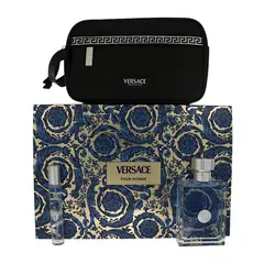 VERSACE - Perfume Hombre Pour Homme 3Pc 100 ml Edt , 10Ml Mini, Travel Pouch