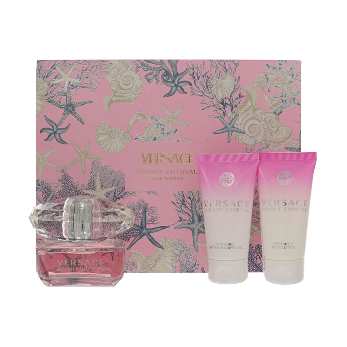 VERSACE - Perfume Mujer Versace Bright Crystal 3Pc 50 ml Edt , 50 ml B/L, 50 ml S/G (Hard Box)