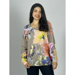 ENIGMATICA BOUTIQUE - Sweater Spandex Estampado Floral con Brillo