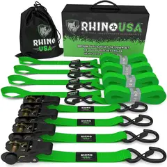 GENERICO - Correas de Amarre 2,5 cm x 457 cm con Ratchet Pack x 4 RHINO USA