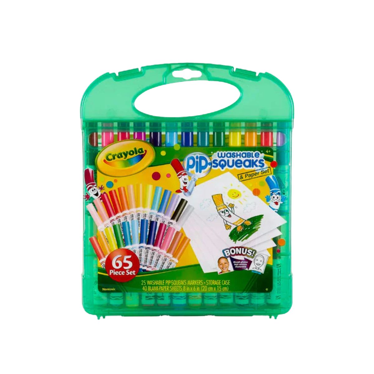 CRAYOLA - Crayola Washable Squeaks Markers - Set de 65 Piezas: Marcadores Lavables + Hojas Papel