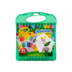 CRAYOLA - Washable Squeaks Markers - Set de 65 Piezas: Marcadores Lavables + Hojas Papel