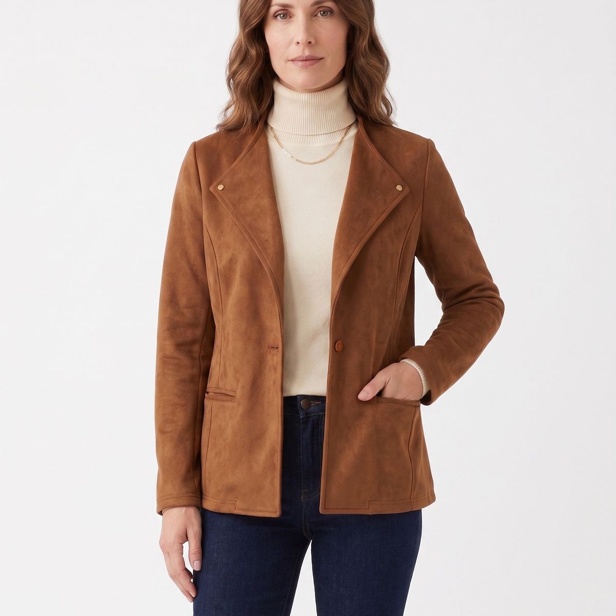 MAGENTA WOMAN - Blazer Suede Liso 21 Camel
