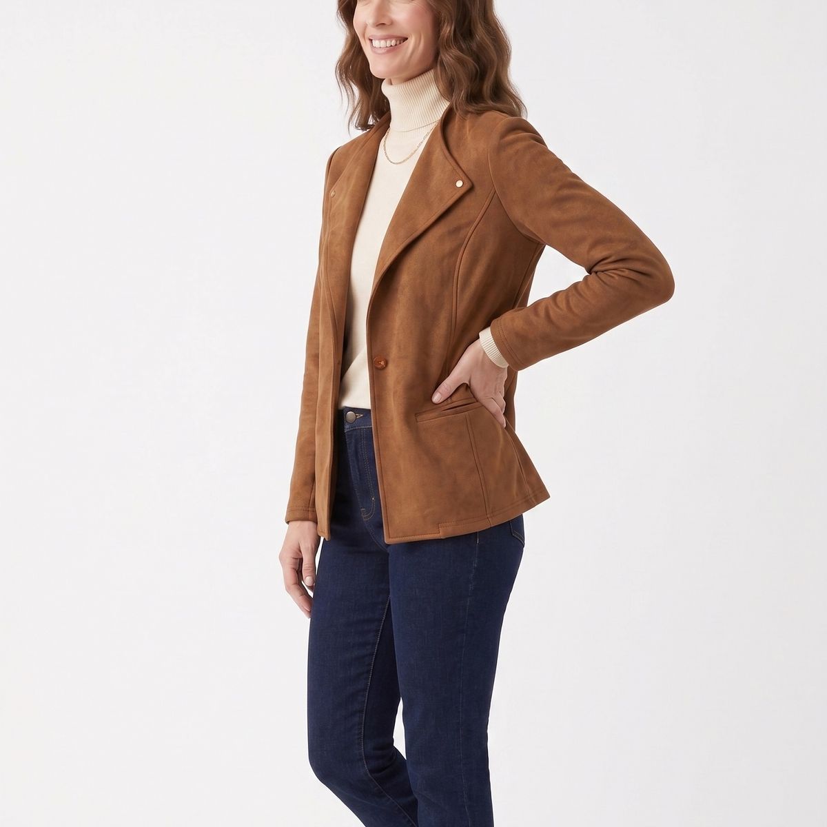 MAGENTA WOMAN - Blazer Suede Liso 21 Camel
