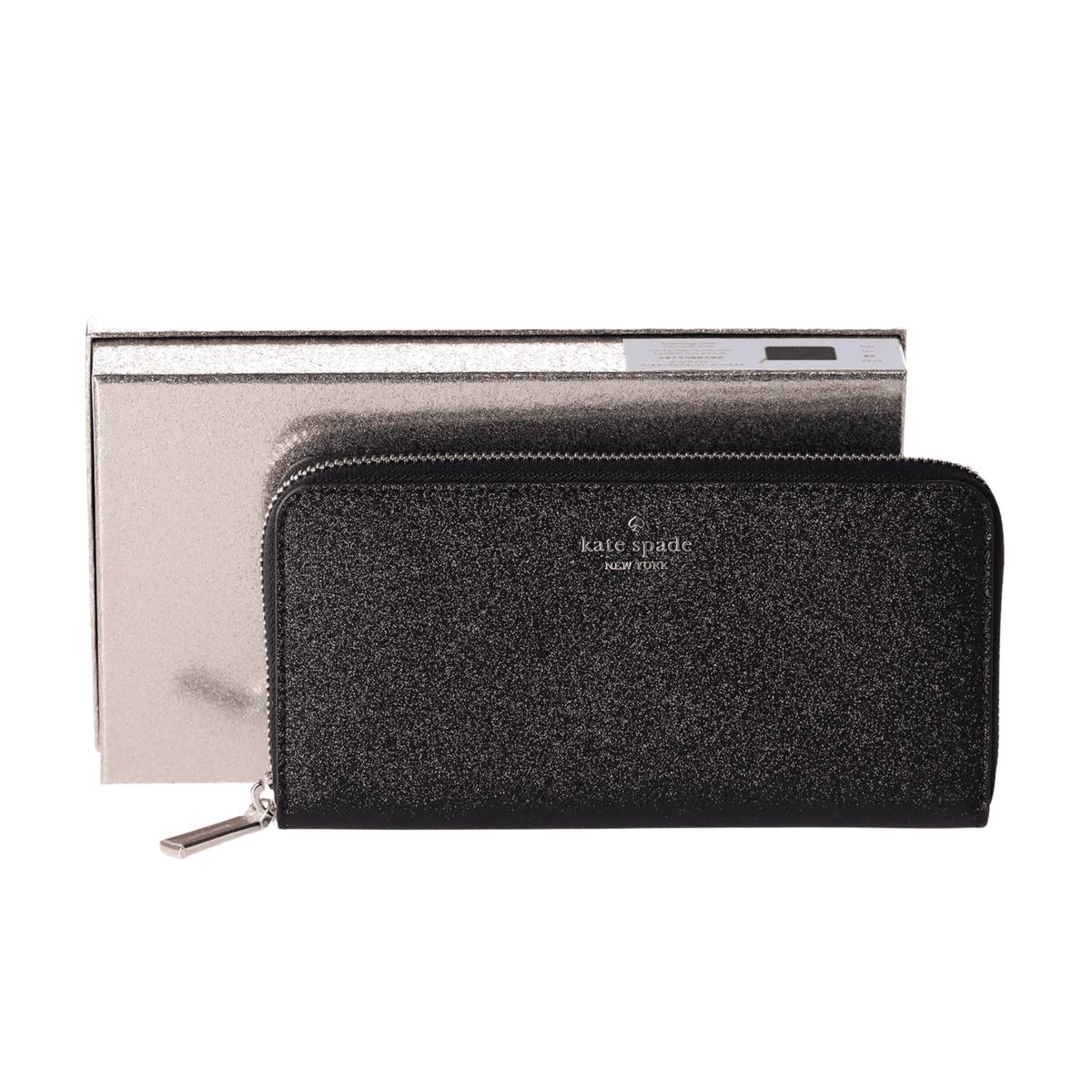 KATE SPADE - Billetera Kate Spade Grande Larga Negro Glitter