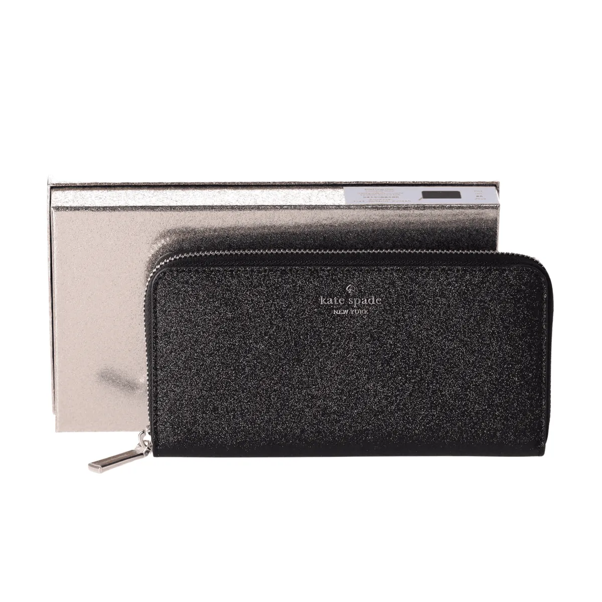 KATE SPADE - Billetera Kate Spade Grande Larga Negro Glitter
