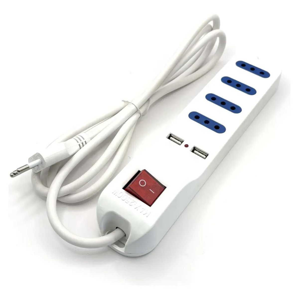 DRL - Alargador Zapatilla 1,5mts 10a 4p + 2 Usb + Interruptor Sec Blanco