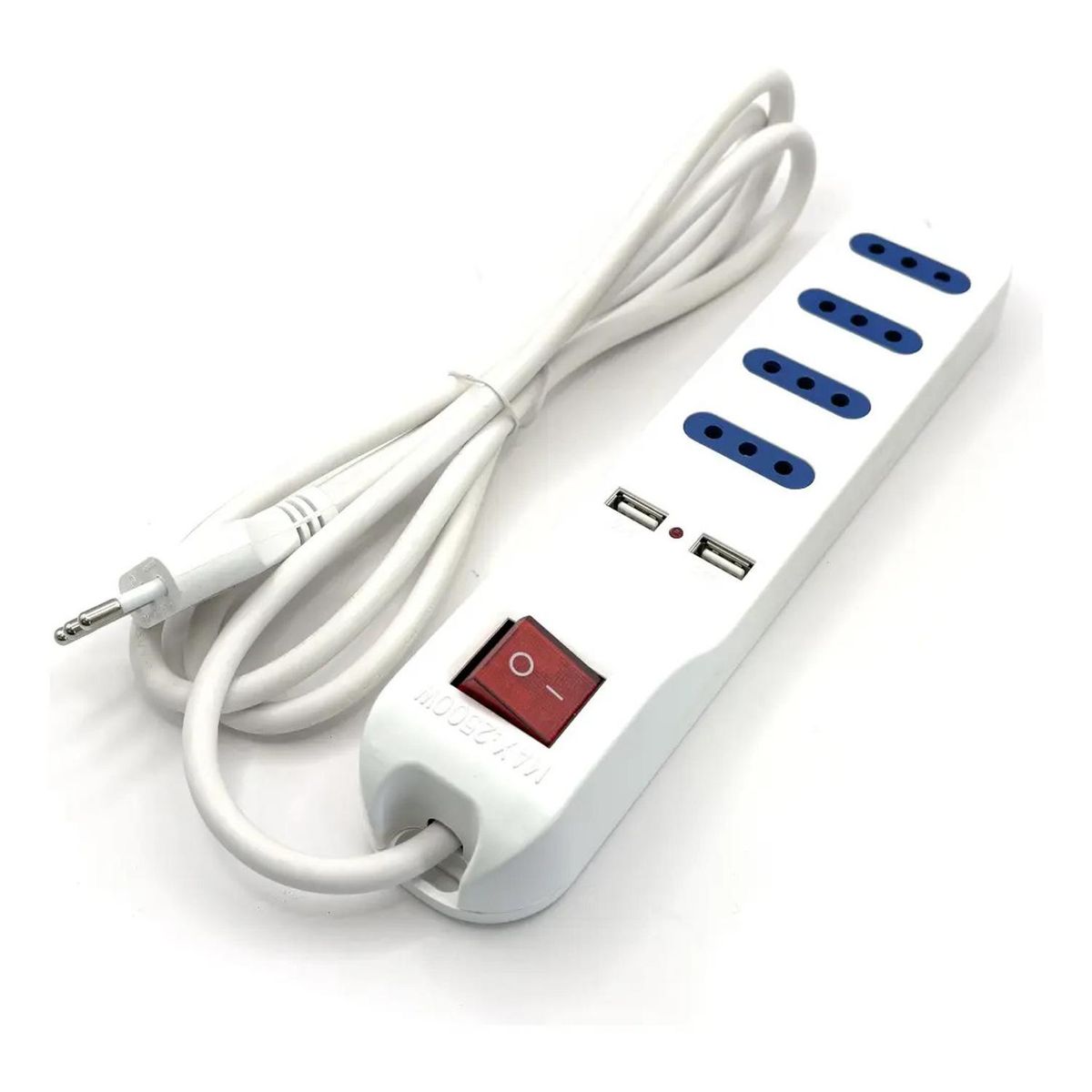 DRL - Alargador Zapatilla 1,5mts 10a 4p + 2 Usb + Interruptor Sec Blanco