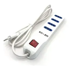 DRL - Alargador Zapatilla 1,5mts 10a 4p + 2 Usb + Interruptor Sec Blanco
