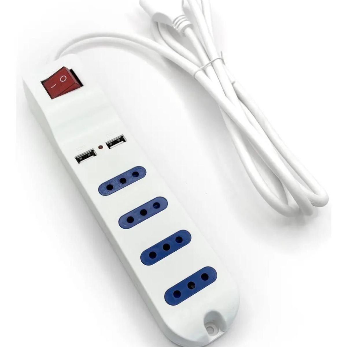 DRL - Alargador Zapatilla 1,5mts 10a 4p + 2 Usb + Interruptor Sec Blanco