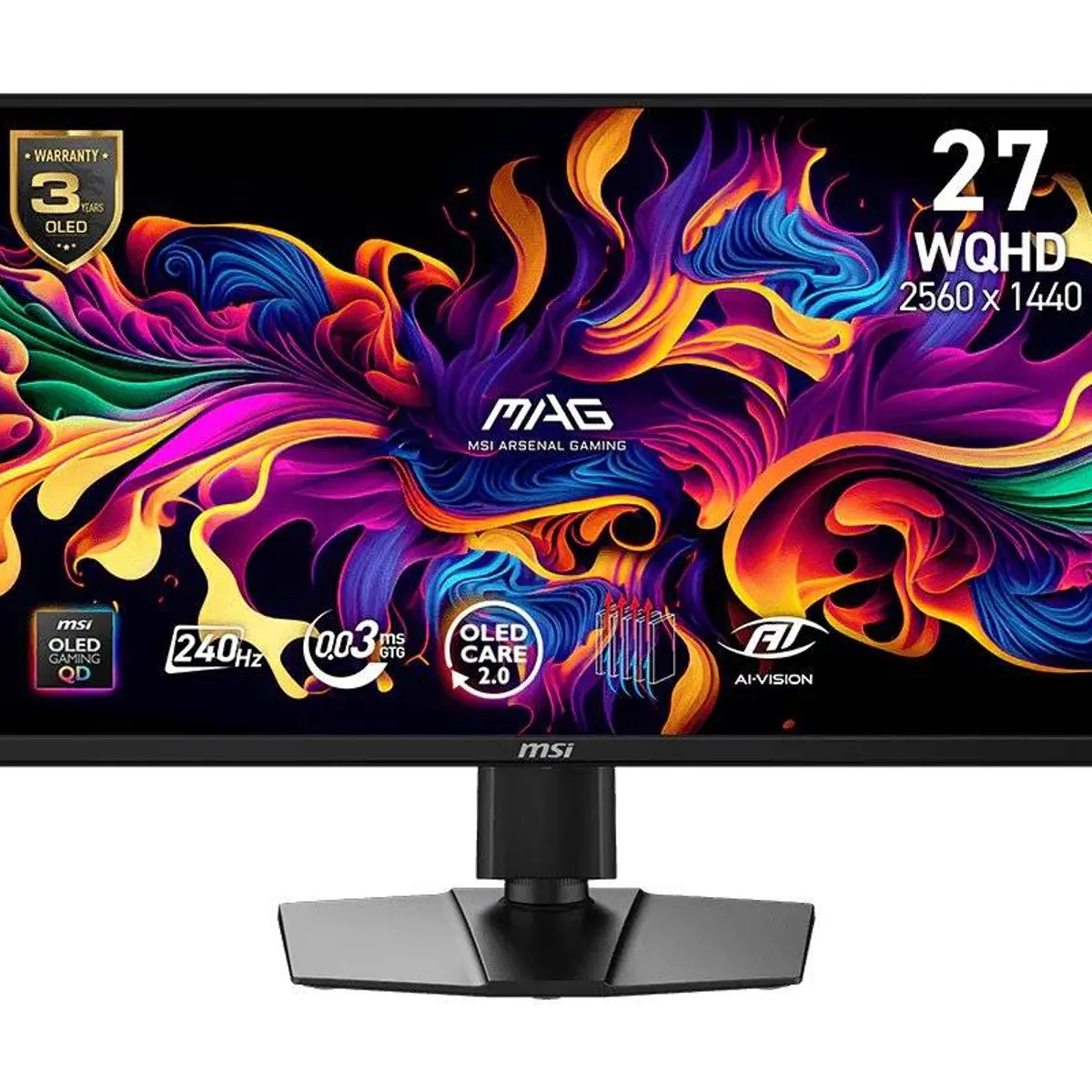 MSI - Monitor Gamer OLED MSI MAG 272QP X24, 27" WQHD, 240HZ, 0.03 ms, Panel QD-OLED