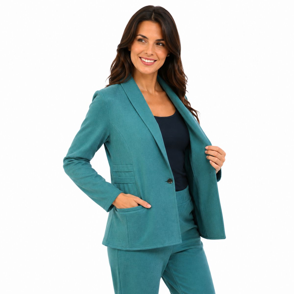 MAGENTA WOMAN - Blazer Suede Liso 05 Petroleo
