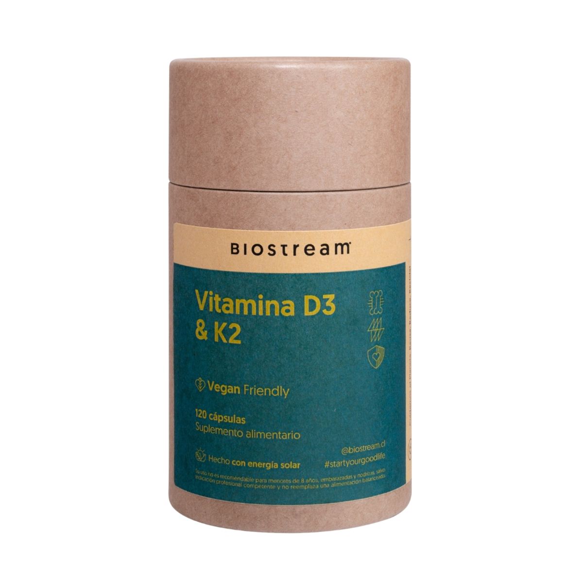 GENERICO - Vitamina D3 & K2 - 120 Cápsulas - Biostream