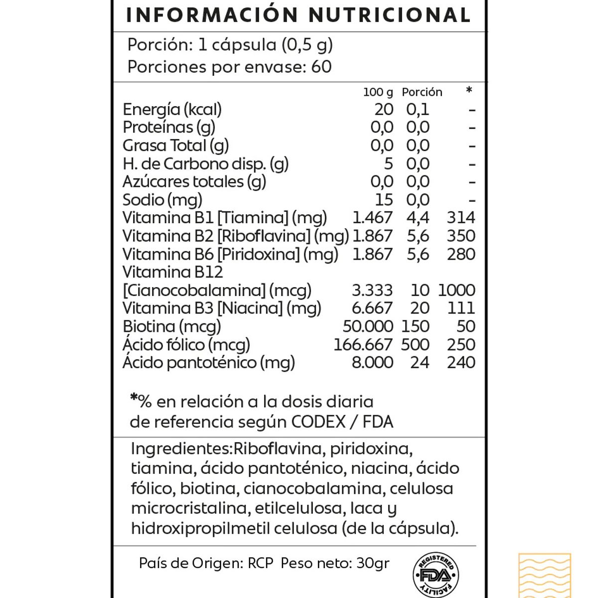 GENERICO - B-complex complejo Vitamínico B - 120 Caps  - Mind Nutrition
