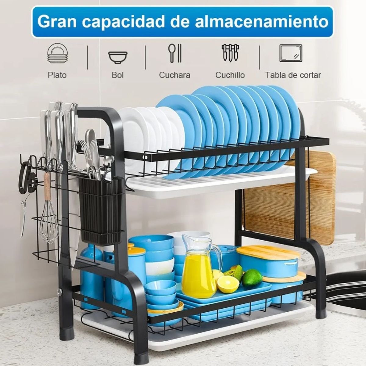 GENERICO - Escurridor Secador De Loza Platos Extraíble 2 Niveles