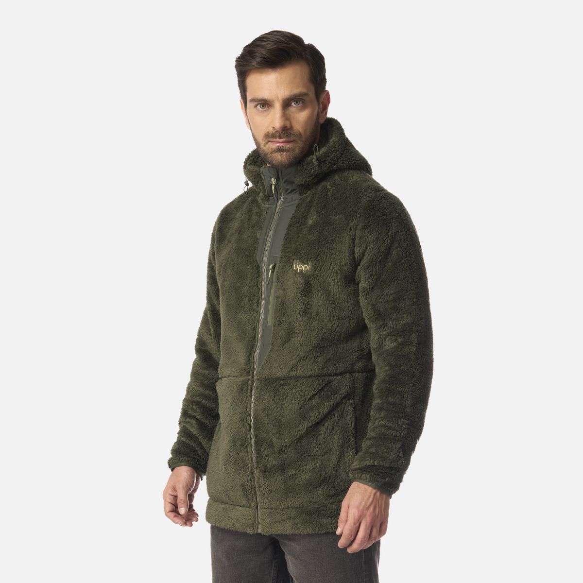 LIPPI - Polar Hombre Bear Shaggy-Pro Hoody Jacket Verde Militar Lippi