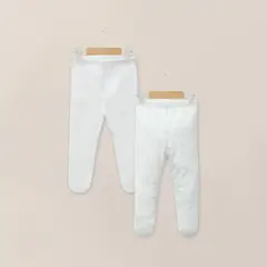 OPALINE - Pack 2 Pantys Algodón Blanco Bebé Unisex
