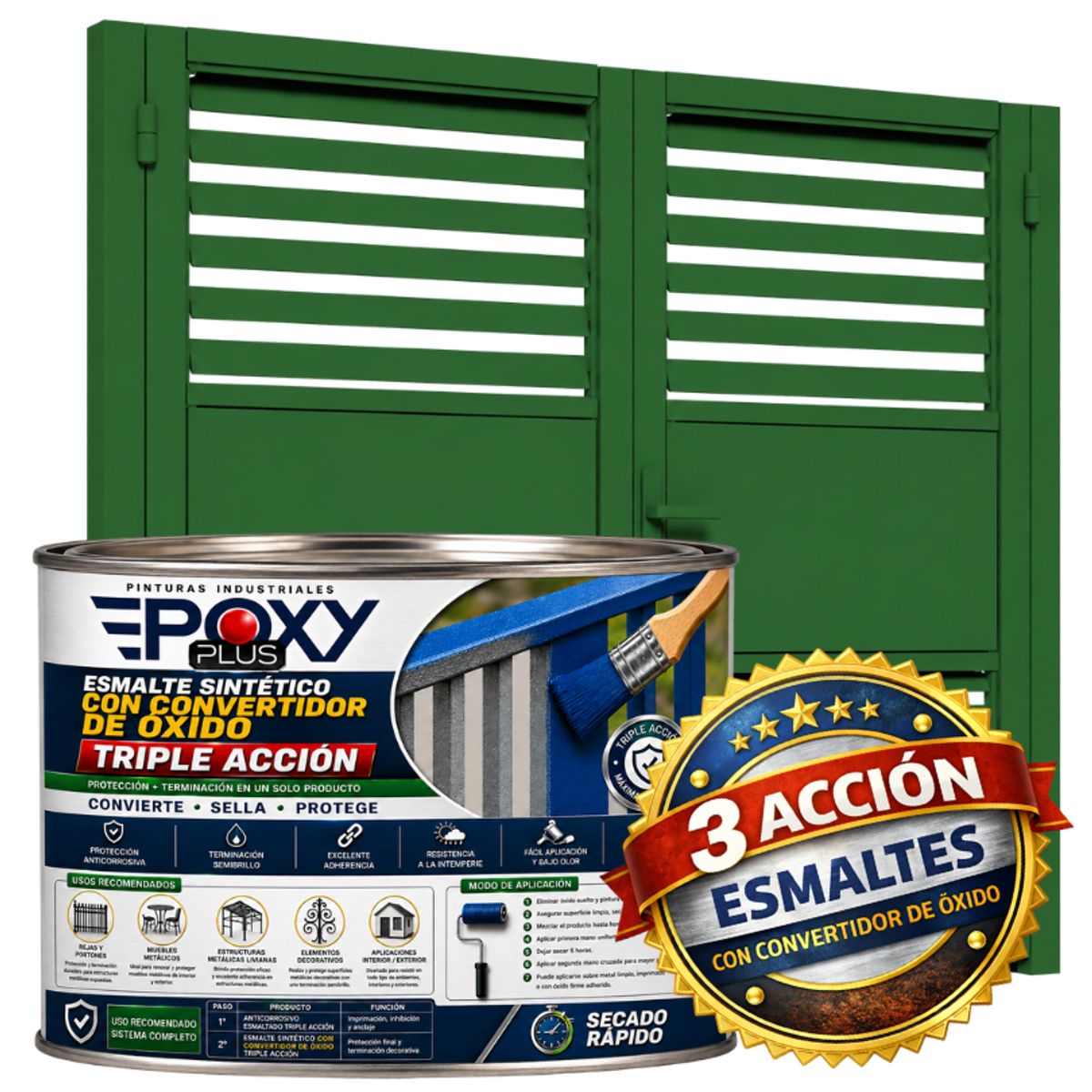 EPOXY - ESMALTE SINTETICO - CONVERTIDOR OXIDO - 1-2 GALÓN - VERDE HOJA