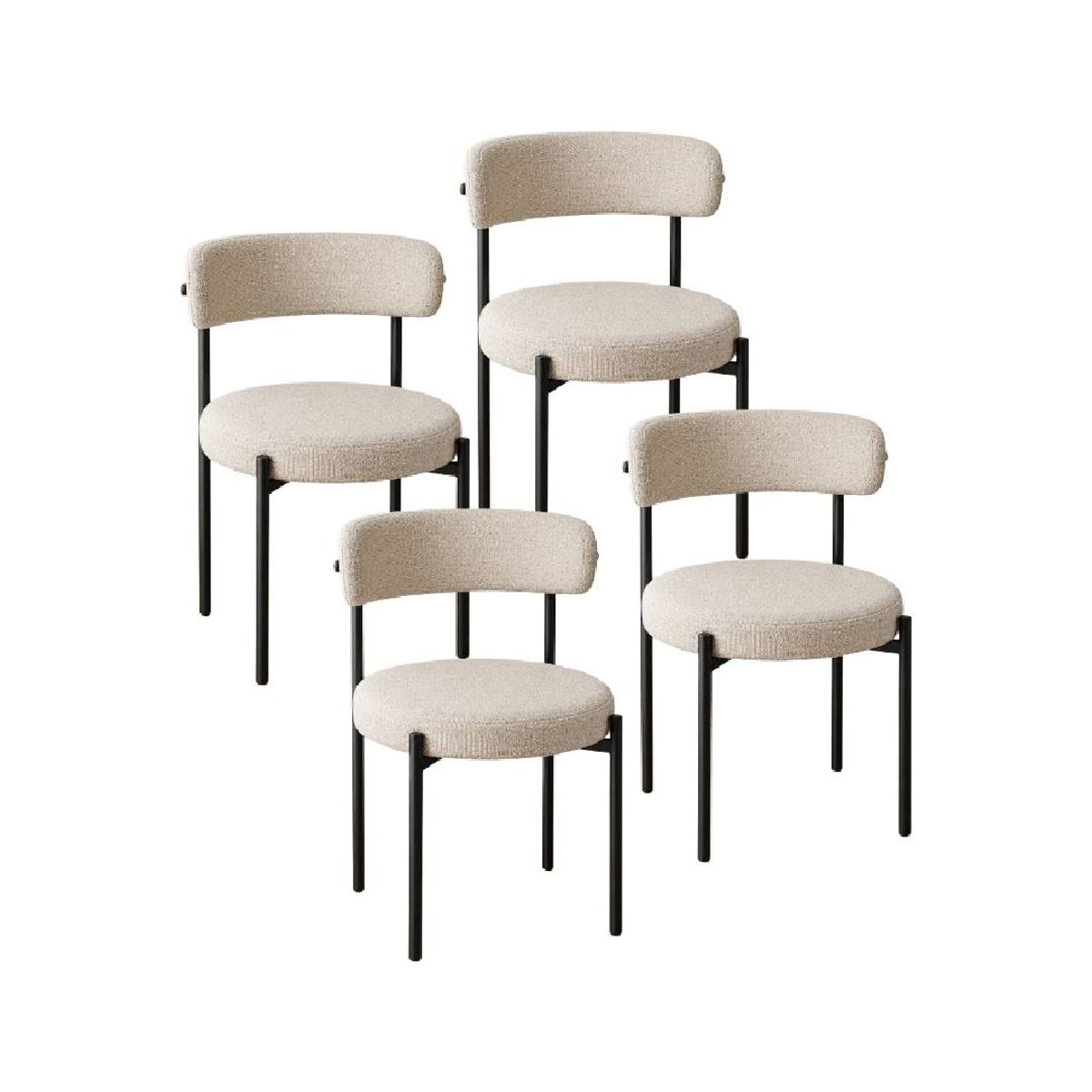 MOAD - Pack 4 Sillas Comedor Nórdicas Tapizadas Arpillera - Patas Metálicas