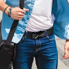 GENERICO - Cinturón hombre de cuero con hebilla automática 130cm Viene en la caja