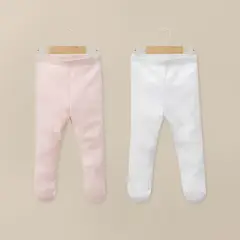 OPALINE - Pack 2 Pantys Algodón Acanalada Rosado Bebé Niña