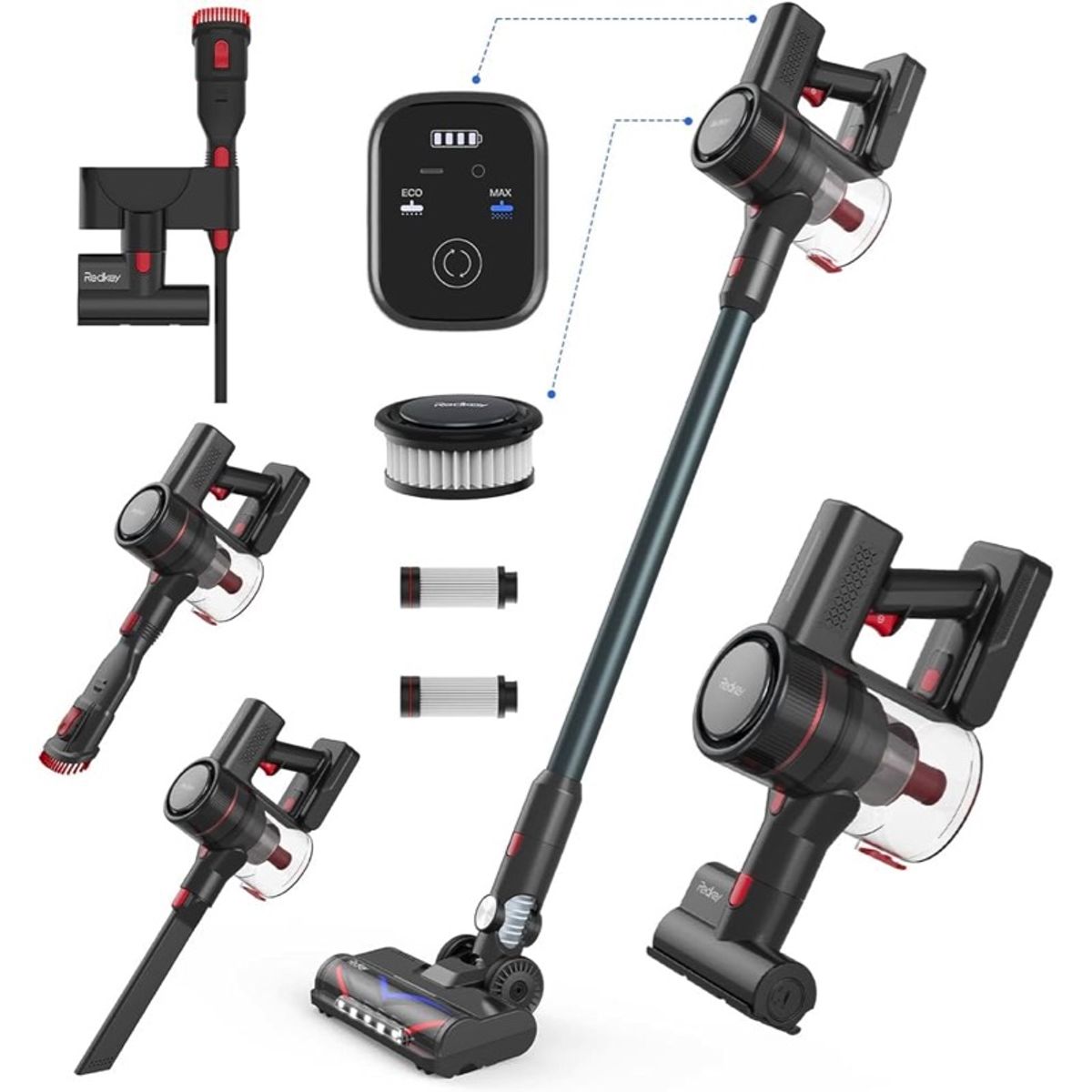 JONR - Redkey Aspiradora inalámbrica P9, aspiradora de palo de 30 Kpa, motor sin escobillas de 350 W