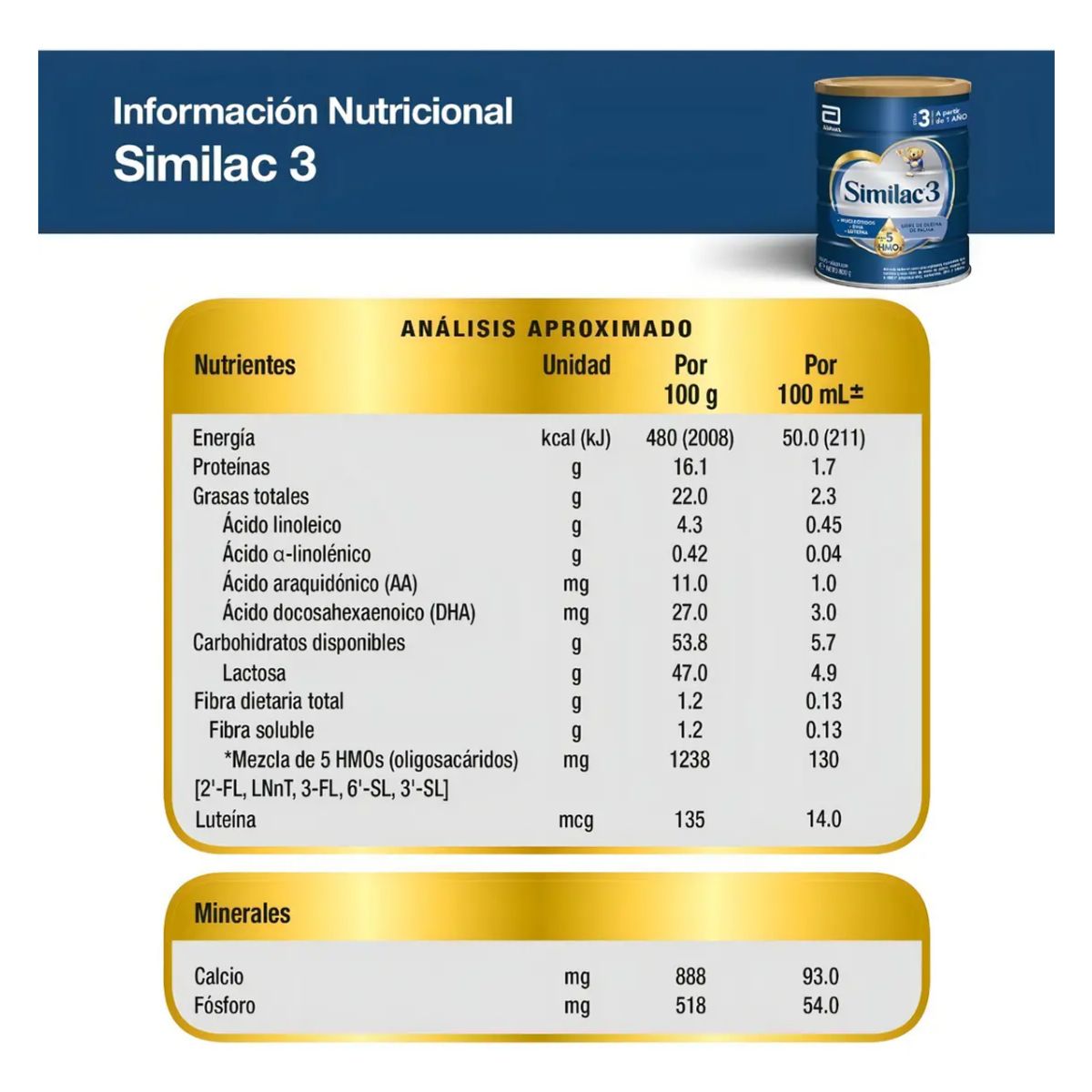SIMILAC - Formula Infantil Similac 3 con 5 HMO 800 g