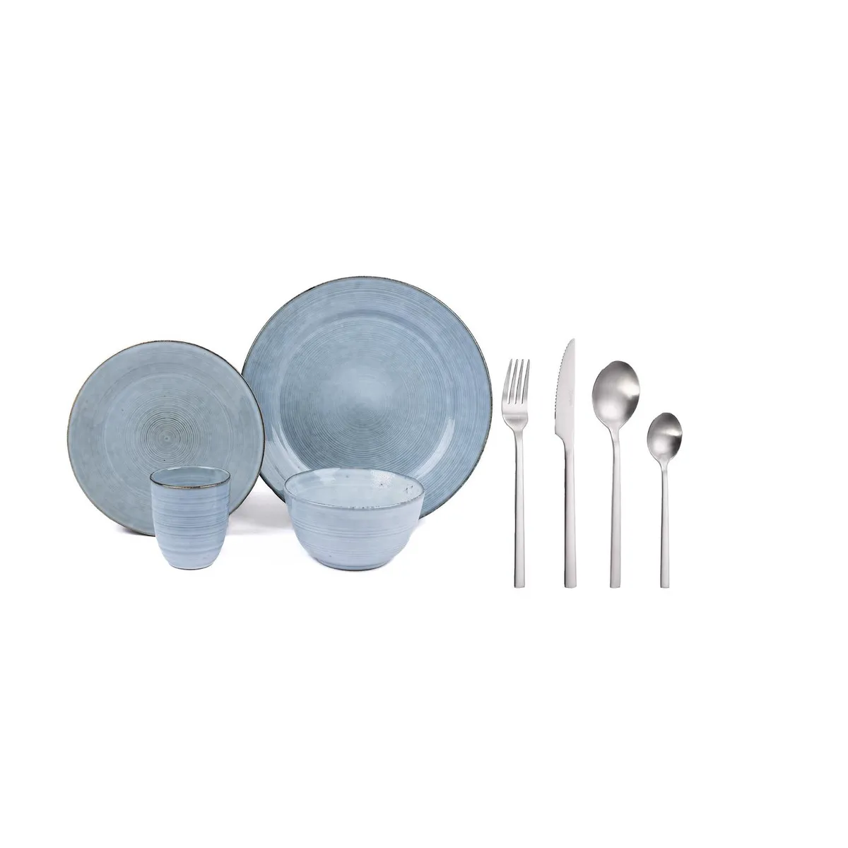 SIMPLIT - Juego de Loza 24pcs Amalfi + Cuchilleria 24pcs Cerdeña