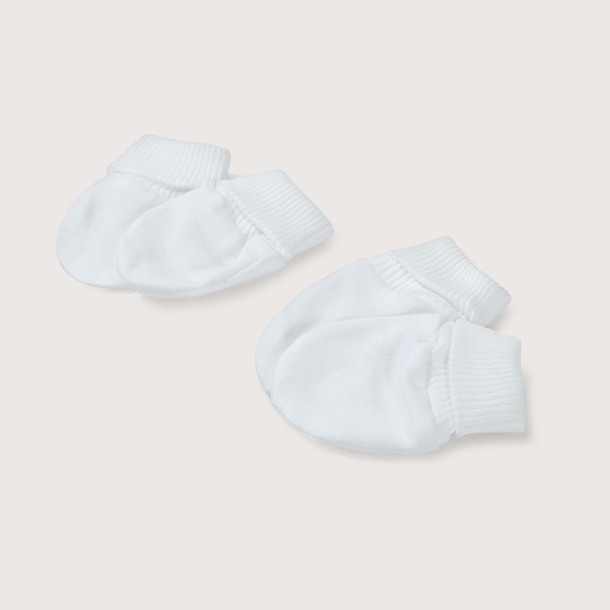 OPALINE - Pack 2 Mitones Algodón Blanco Bebé Unisex