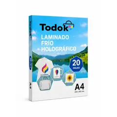 TODOK - Papel Laminado Frio A4 de 20 Hojas Holografico Circulos