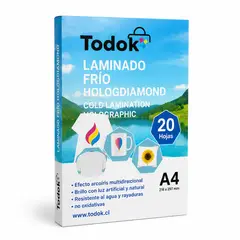 TODOK - Papel Laminado Frio A4 de 20 Hojas Holografico Efecto Cuero