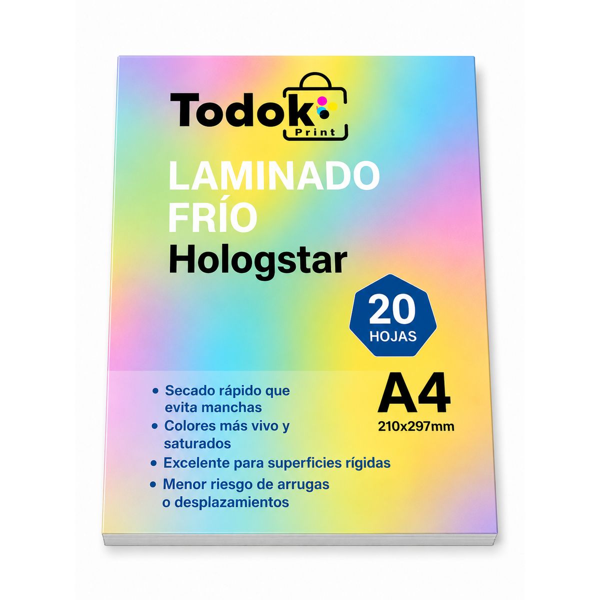 TODOK - Papel Laminado Frio Hologstar A4 20 Hojas Efecto Estrella