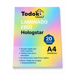 TODOK - Papel Laminado Frio Hologstar A4 20 Hojas Efecto Estrella