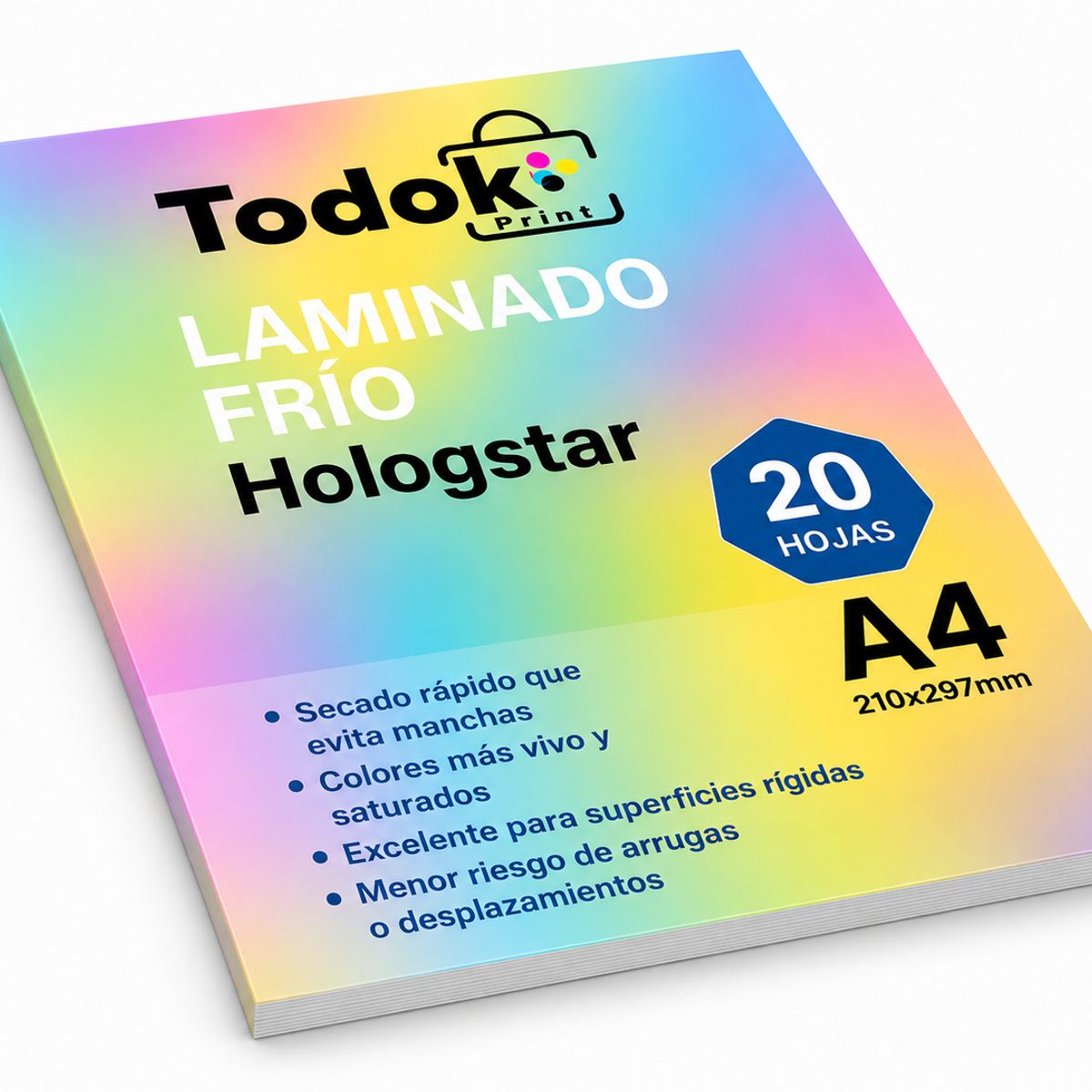TODOK - Papel Laminado Frio Hologstar A4 20 Hojas Efecto Estrella