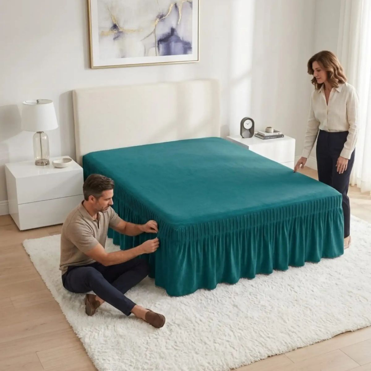 GENERICO - Faldón Para Cama De 2 Plazas Ajustable Premium